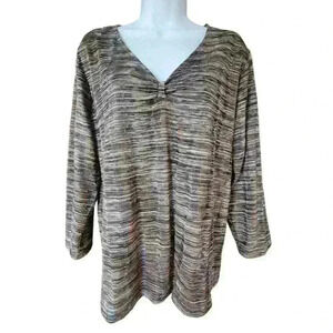 Jones New York Collection Women's V-Neck Multicolor 3/4 Sleeve Blouse/Size 1X